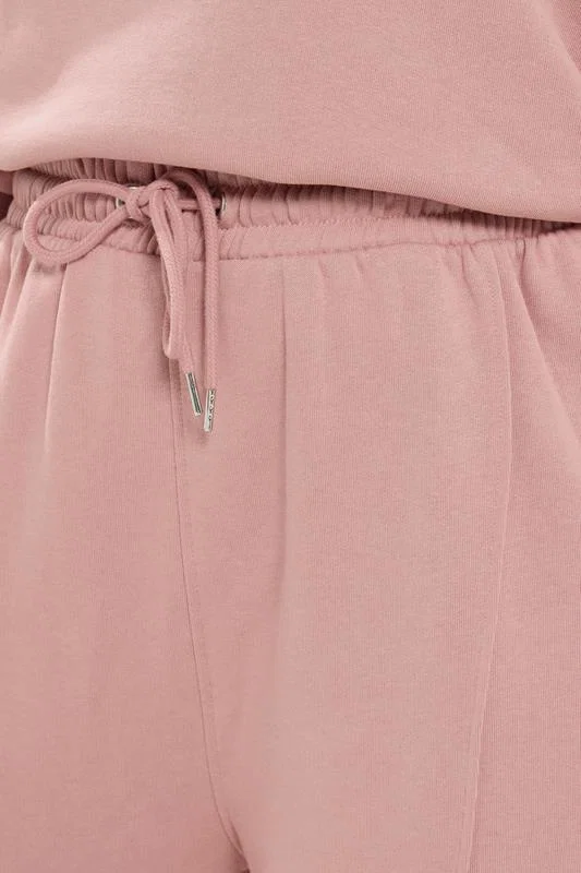 Pink Off Shoulder Sweatshirt & Jogger Wide Leg Set detail 3