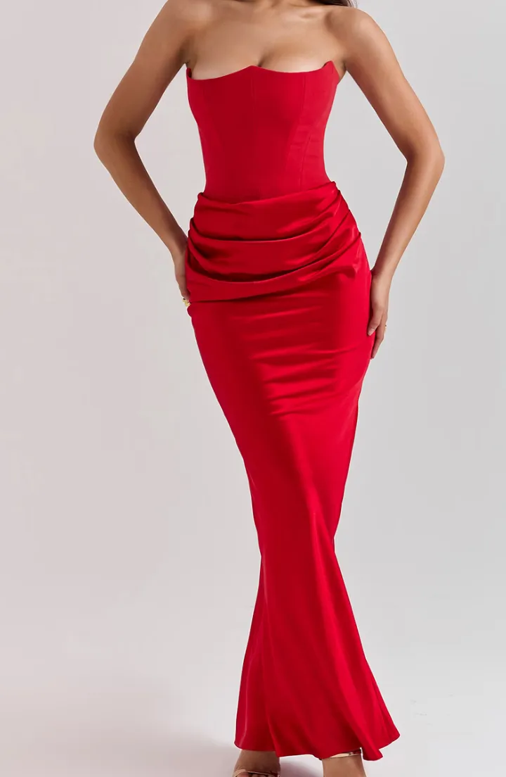 Lace Strapless Midi Dress