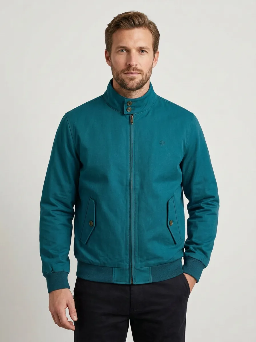 Men's Ridge Military Olive Green Zip-Up Bomber Jacket