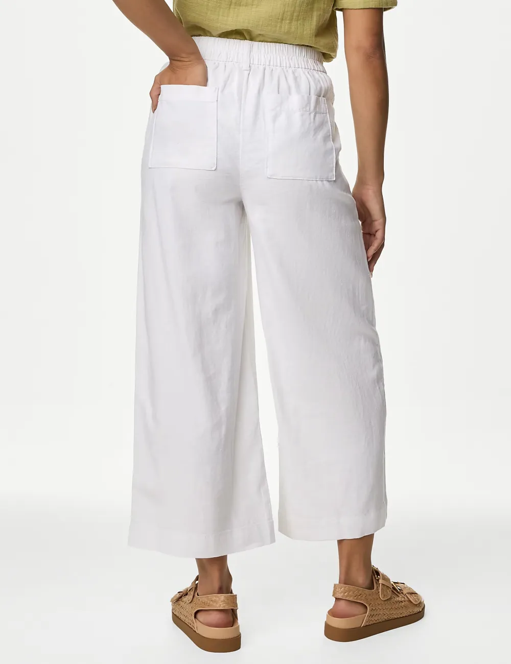 Black Shirred Wide Leg Trousers