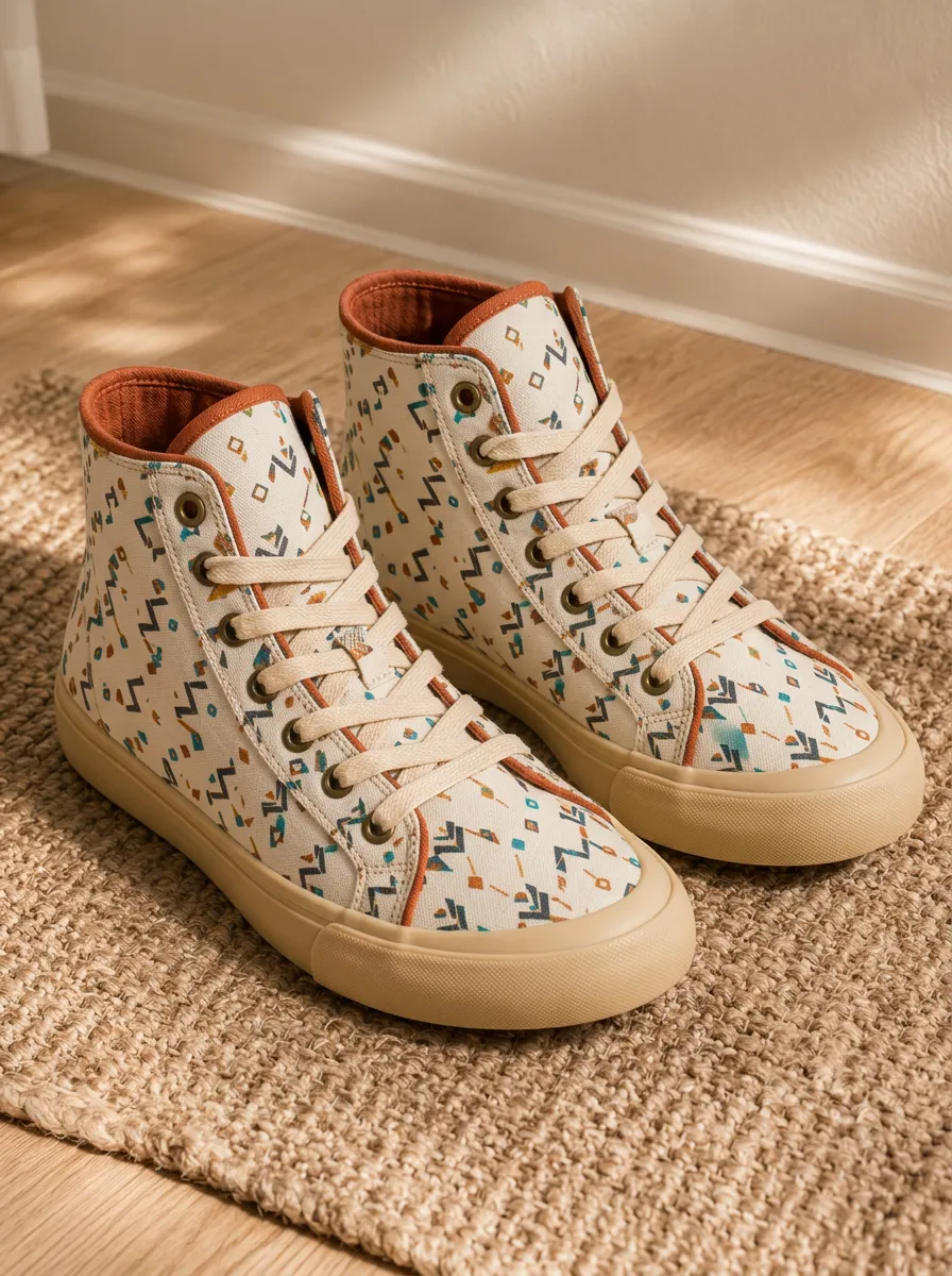 Women's Refined Boho Geometric Pattern Patterned High Top Canvas Shoes
