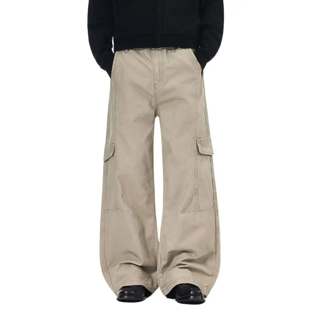 Washed Wide Leg Men's Casual Pants