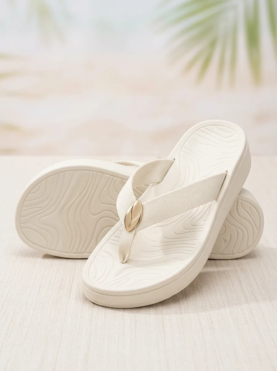 Women's Classic Leaf Print Flat Flip Flops