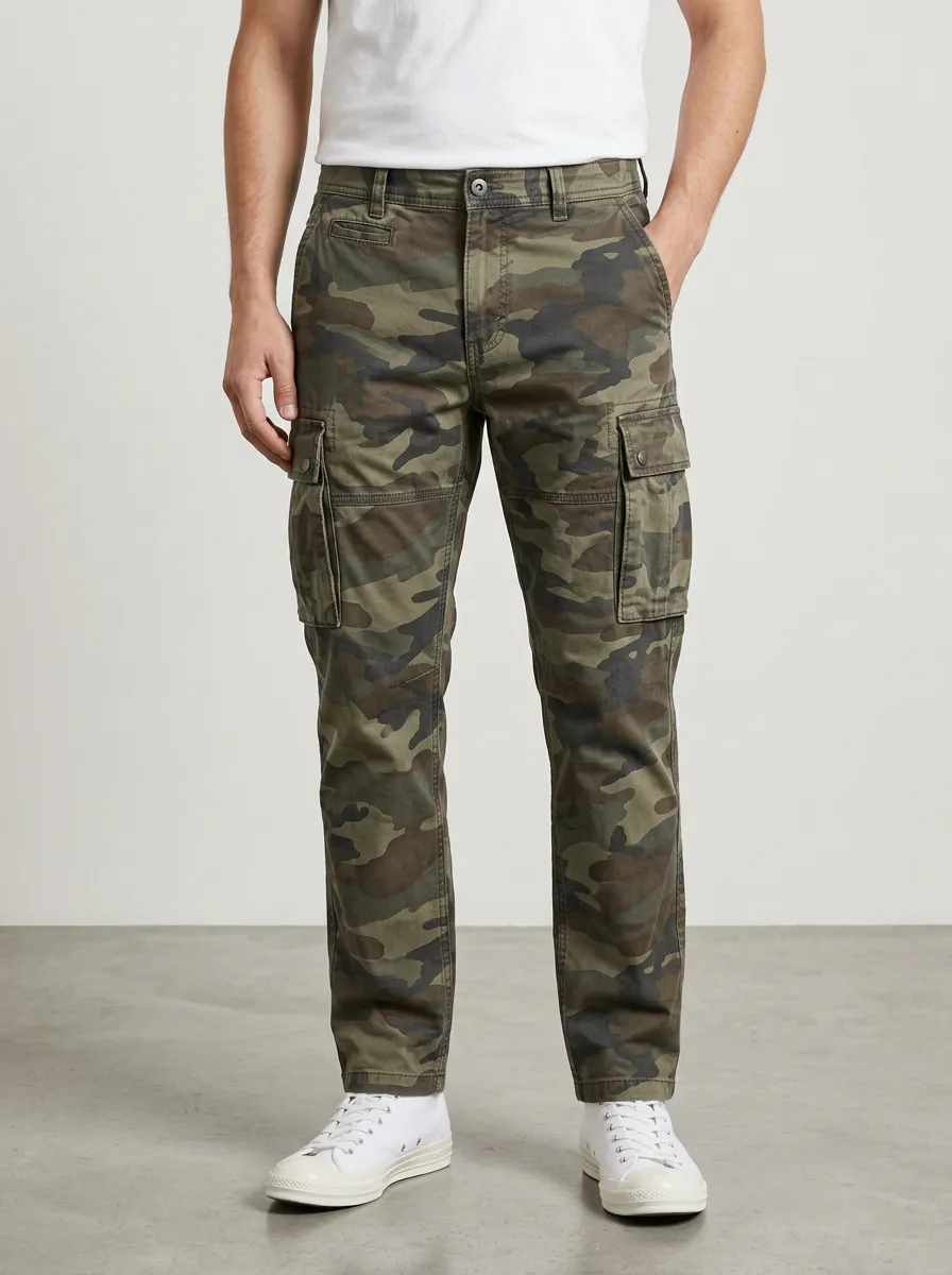 Heavy-Duty-Look Camouflage Cargo Pants