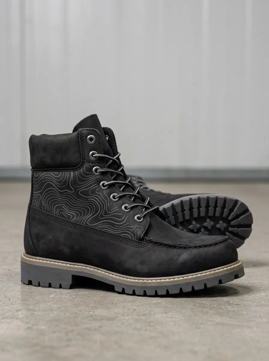 Unisex Modern Outdoor Enthusiast Topographic Map Print Work Boots