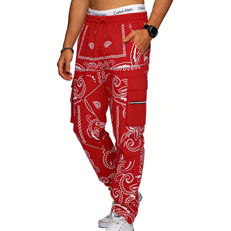 Men's Cargo Jogging Pants Waistband Pockets Cargo Pants