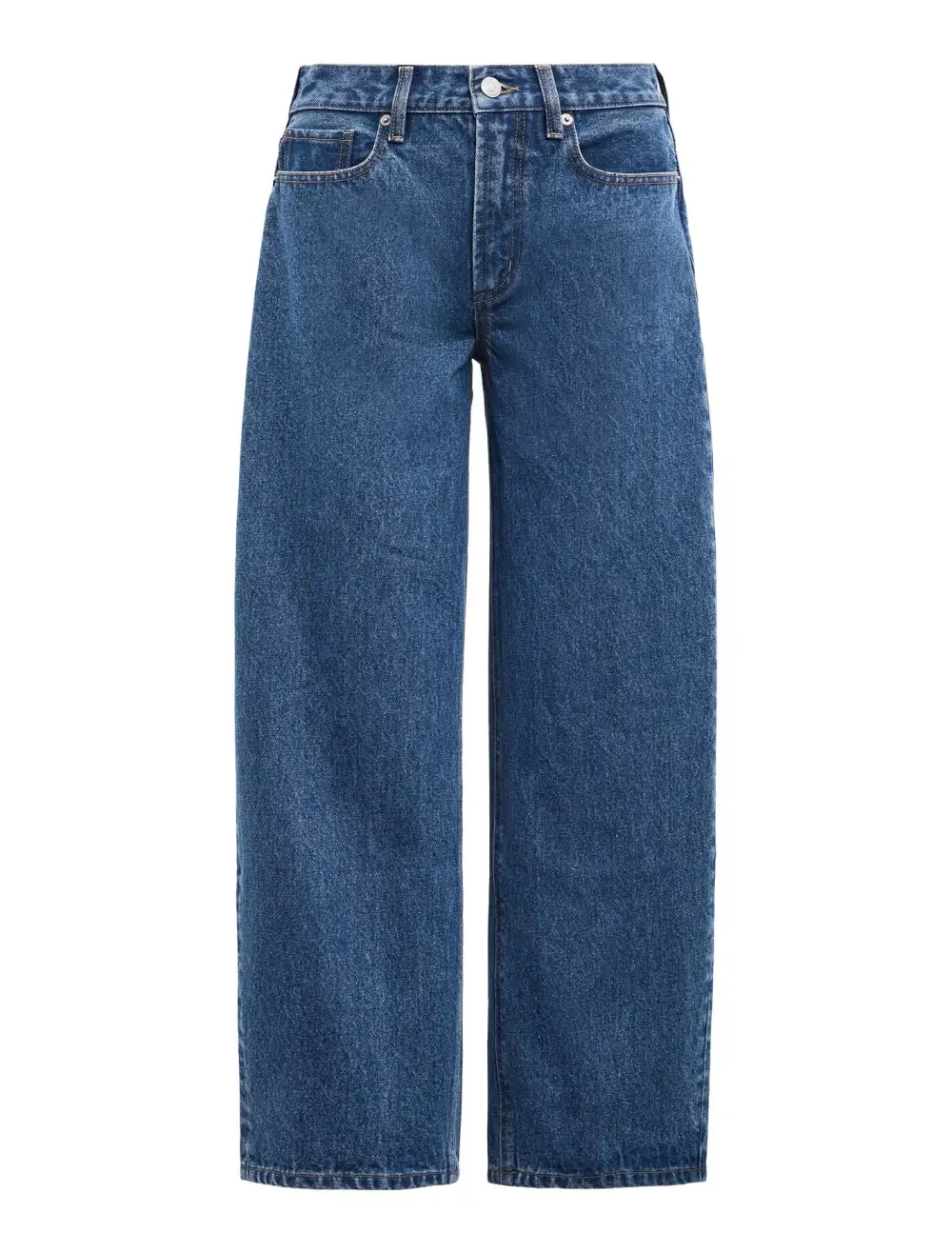 Blue Petite Mid-Rise Barrel Leg Jeans