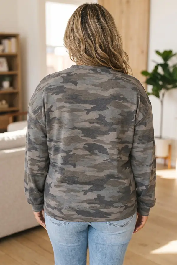 Women's Camouflage Print Long Sleeve Top