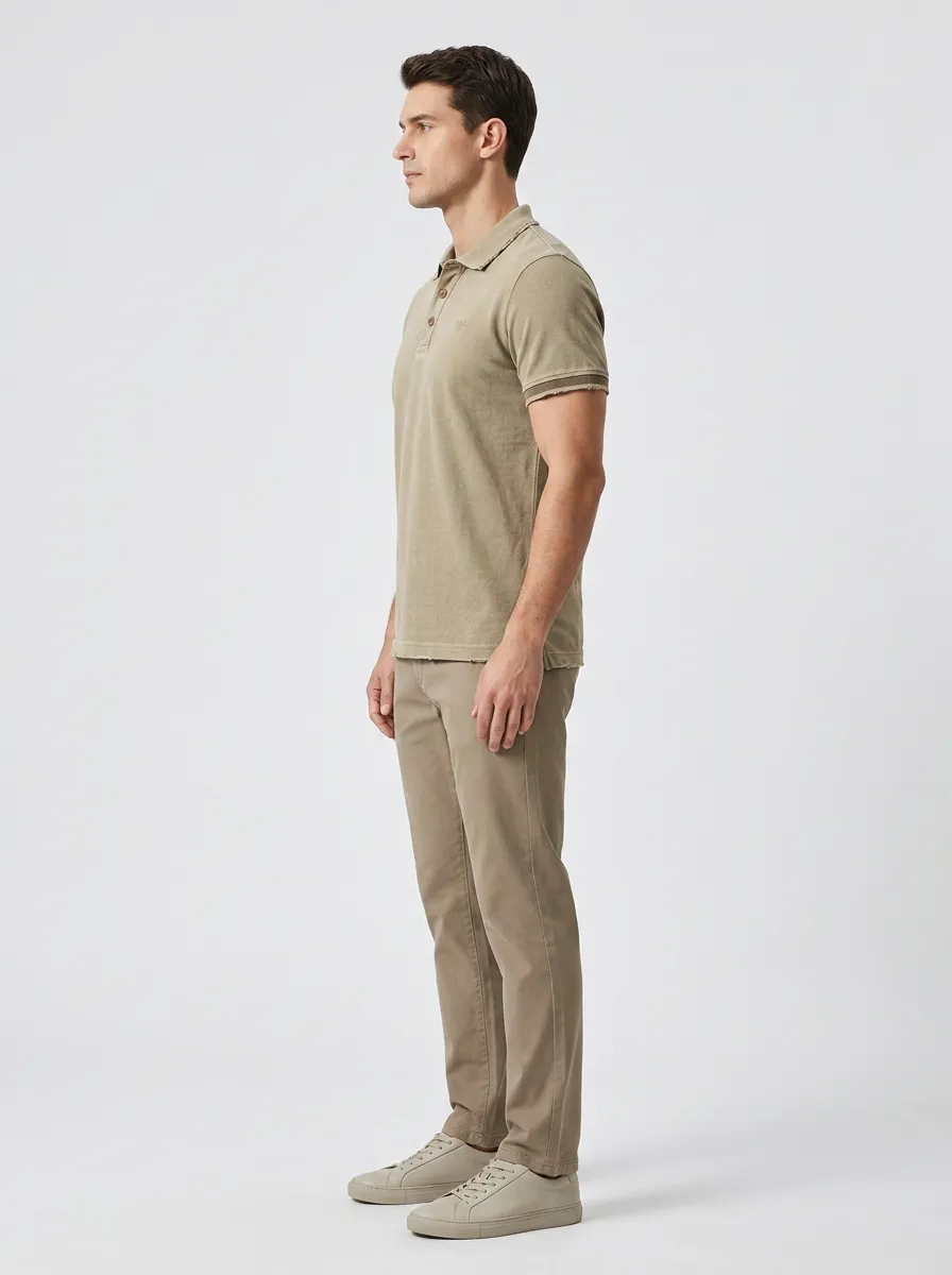 Embroidered-Detail Vintage-Inspired Men's Polo Shirt