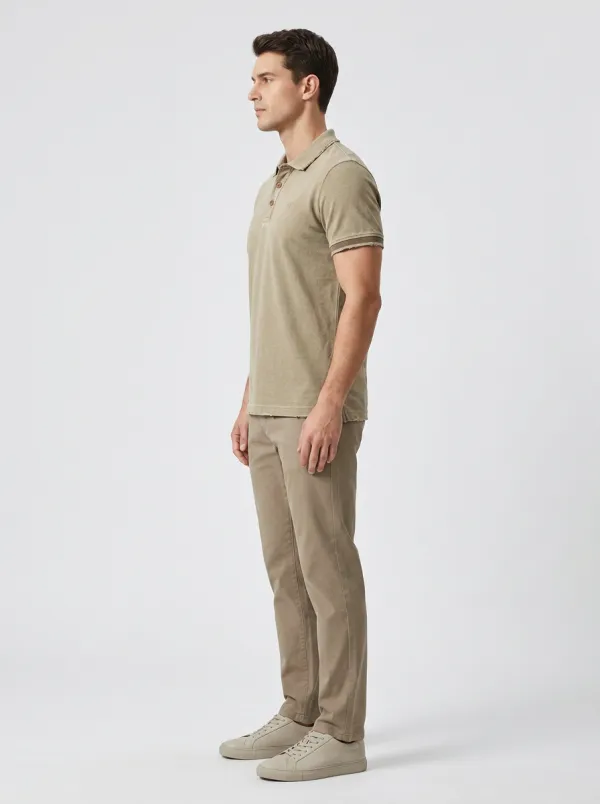 Embroidered-Detail Vintage-Inspired Men's Polo Shirt