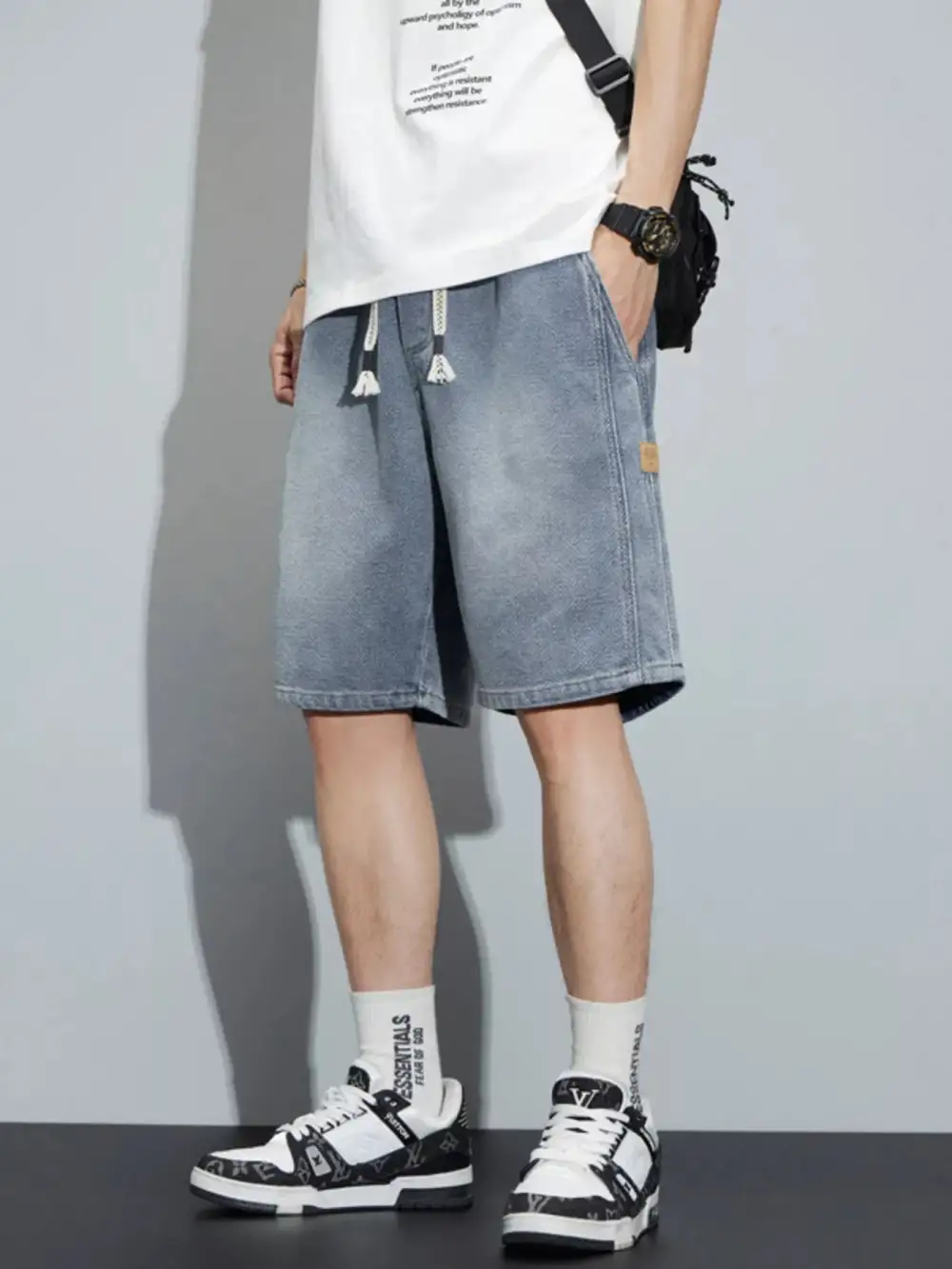 Men's Full Size Casual Loose Fit Denim Shorts