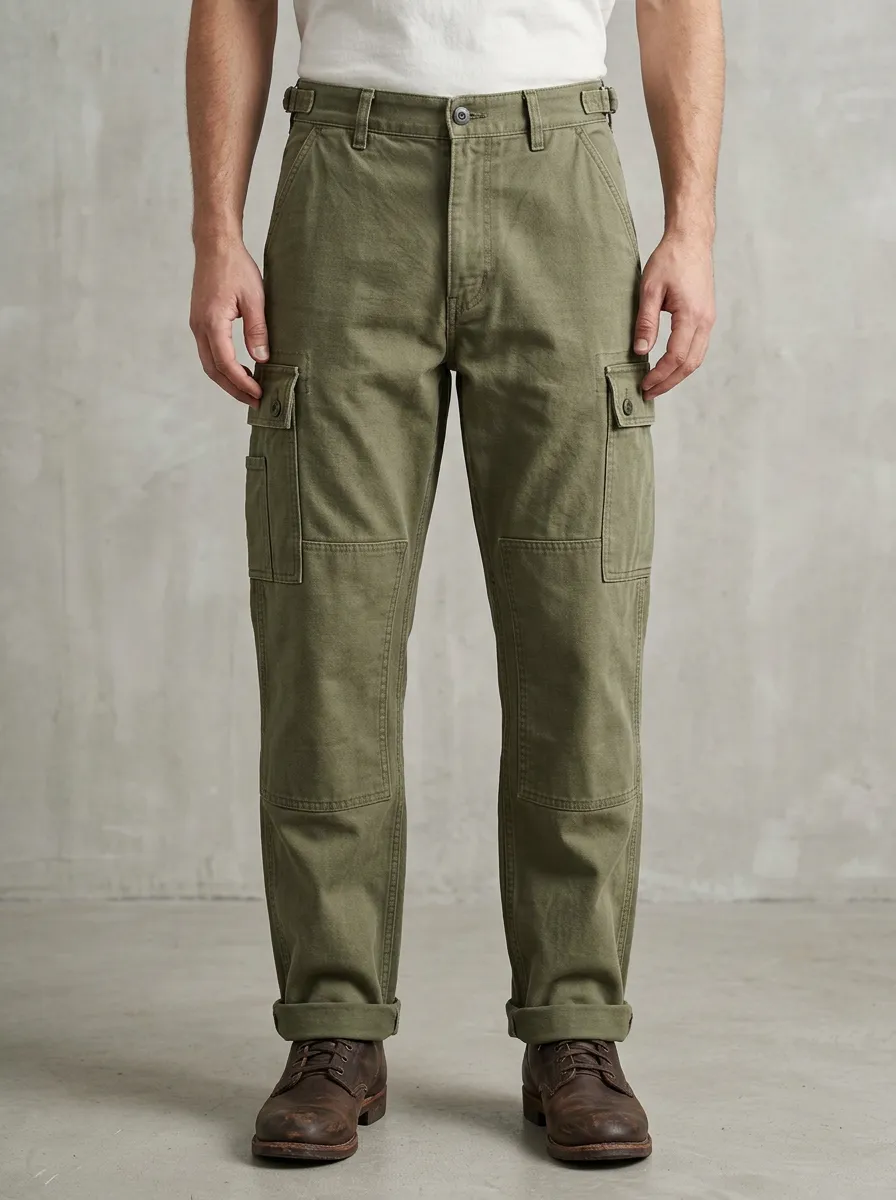 Men's Relaxed Canvas Military Style Pants