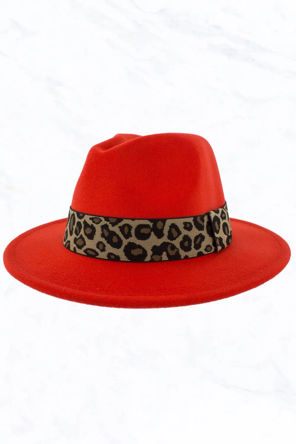 Retro Flat Big Brim Fedora Jazz Hat Wide Leopard Belt