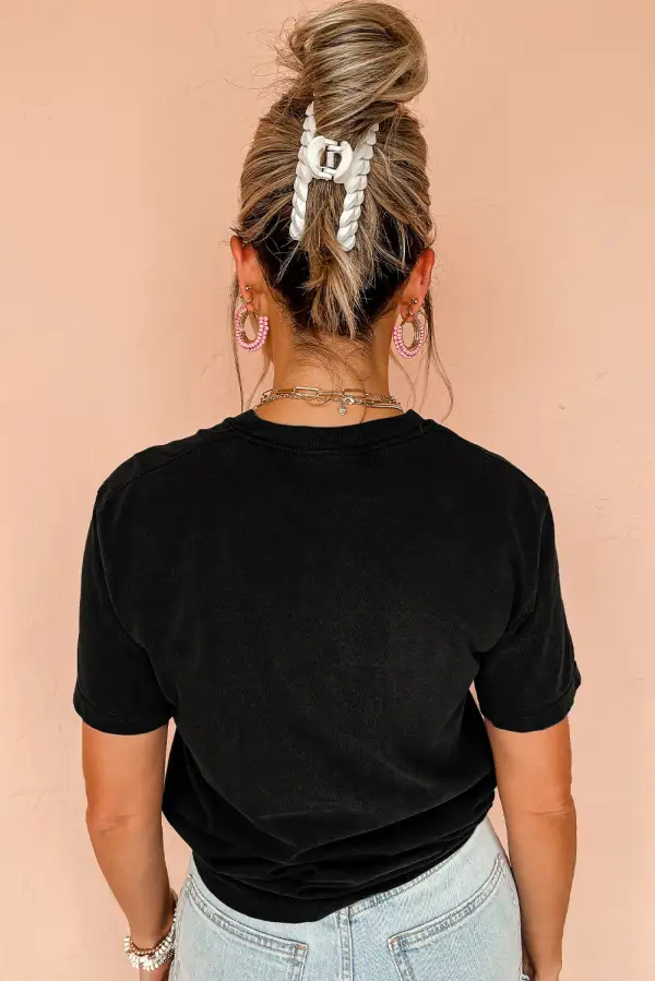 Black Retro Floral Print Crew