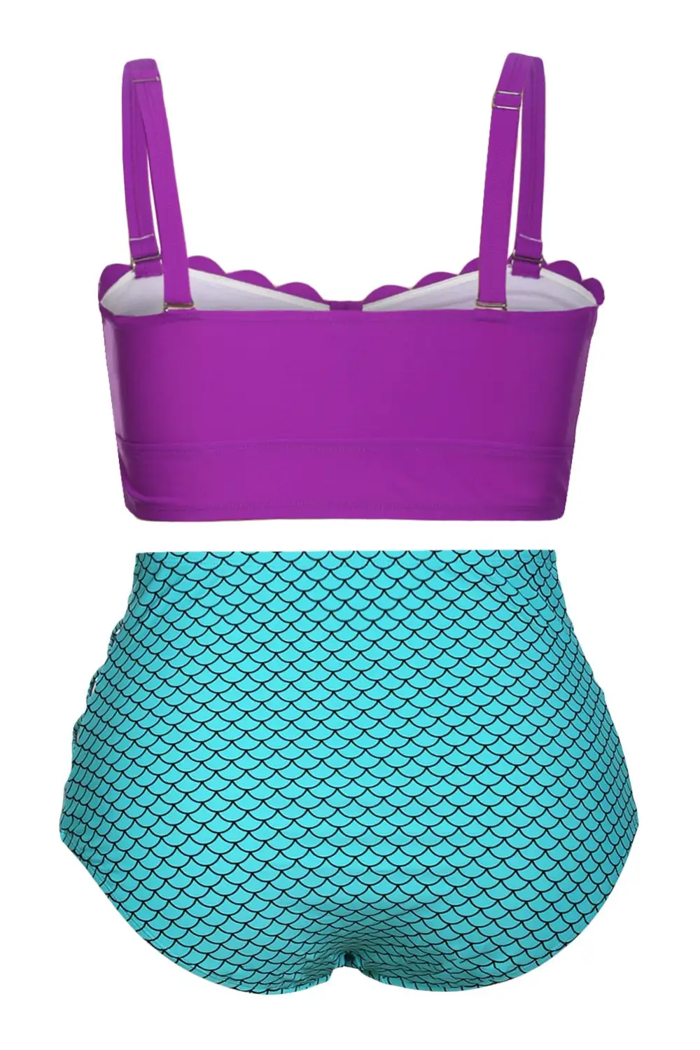 Swimwear Scalloped Hem High Waist Plus Bikini Set
