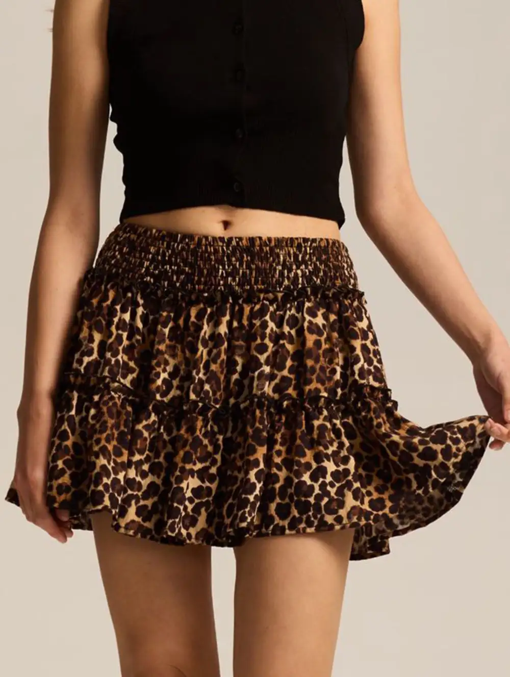 Elastic Waist Midi Skirt