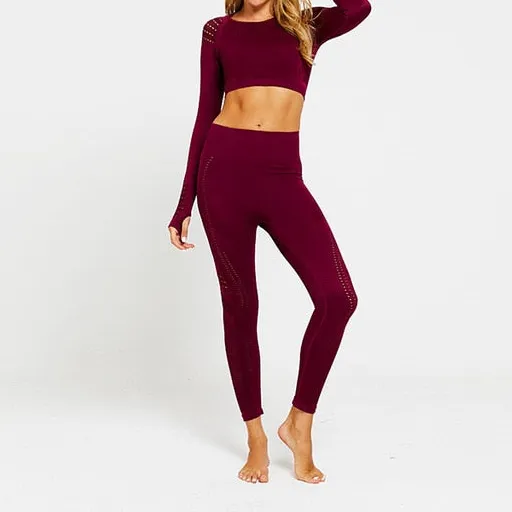 Yoga Gym Fitness Athletic Pants Leggings Long Sleeve Seamless