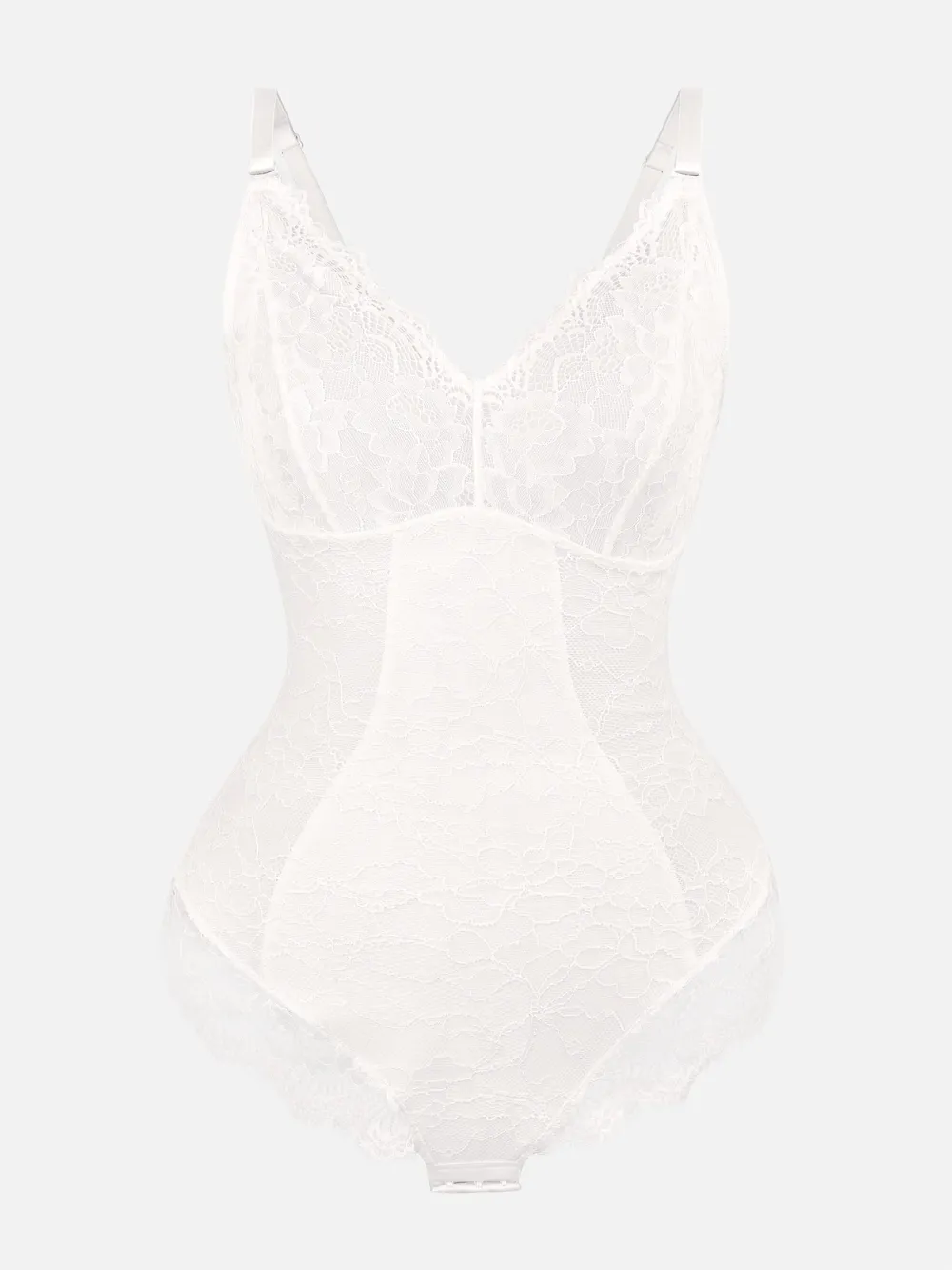 V Neck Lace Trim Shaping Bodysuit