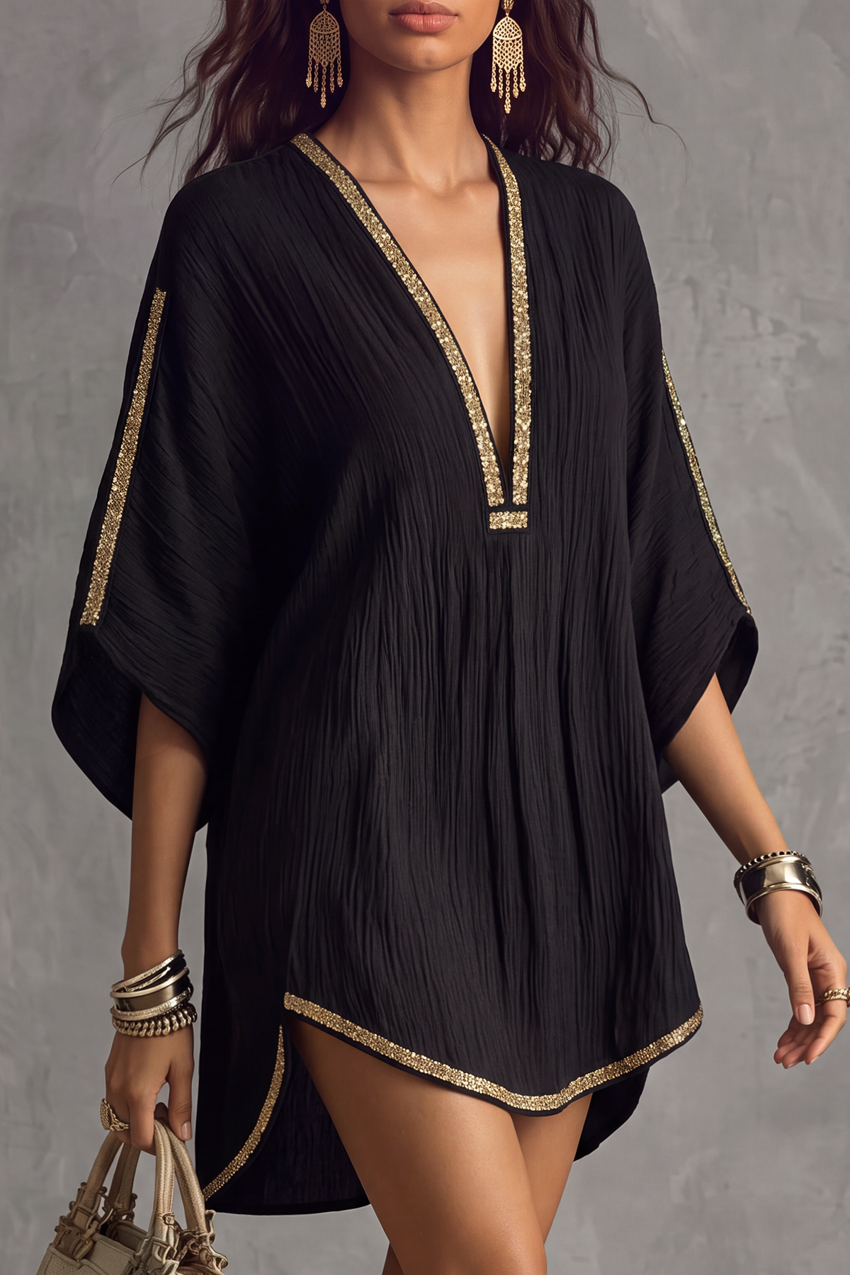 Modern Plunge Neck Mini Dress