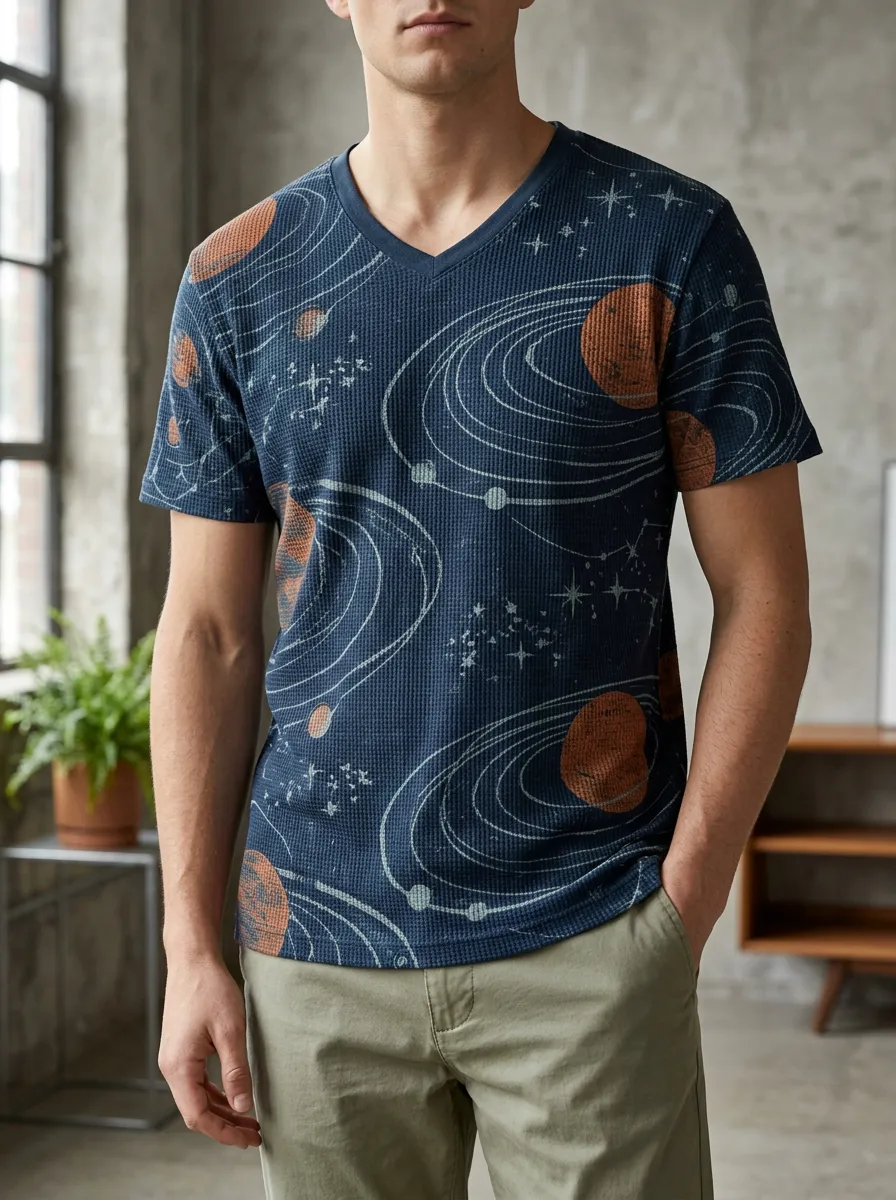 Men's Stellar Space Astronomy Solar System V-Neck T-Shirt