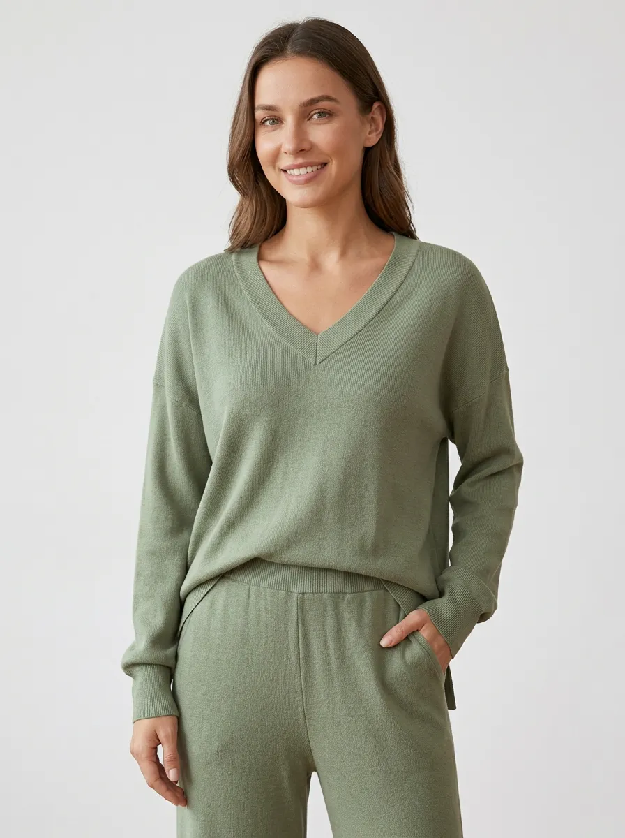 Linen-Look Women's V-Neck Shirt