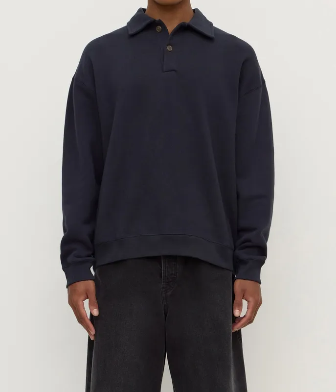 Navy Fleece Polo Sweatshirt