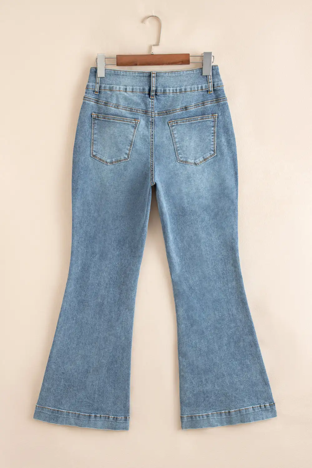 Women's Two Button High Waist Piping Trim Bootcut Jeans