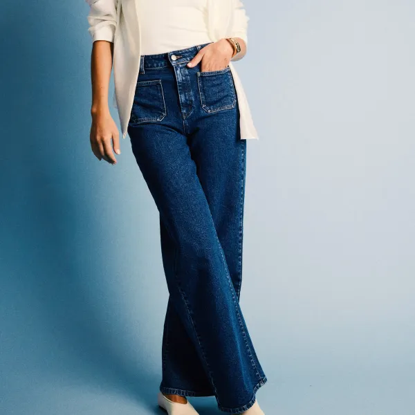 Women's Straight Wide Leg High Waist Jeans
