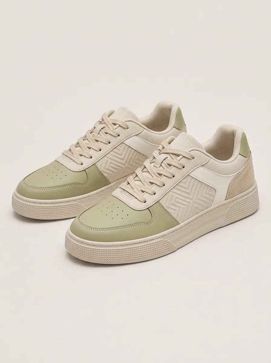 Men's Low-Profile Geometric Pattern Skate Shoes