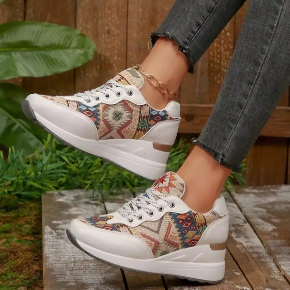 Modern Lace-Up Wedge Sneakers