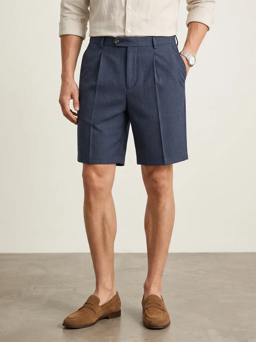 Men's Casual Business Plaid Pattern Printed Shorts