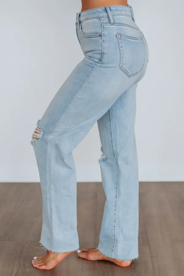 Women's High Rise Raw Hem Stretch Denim Jeans