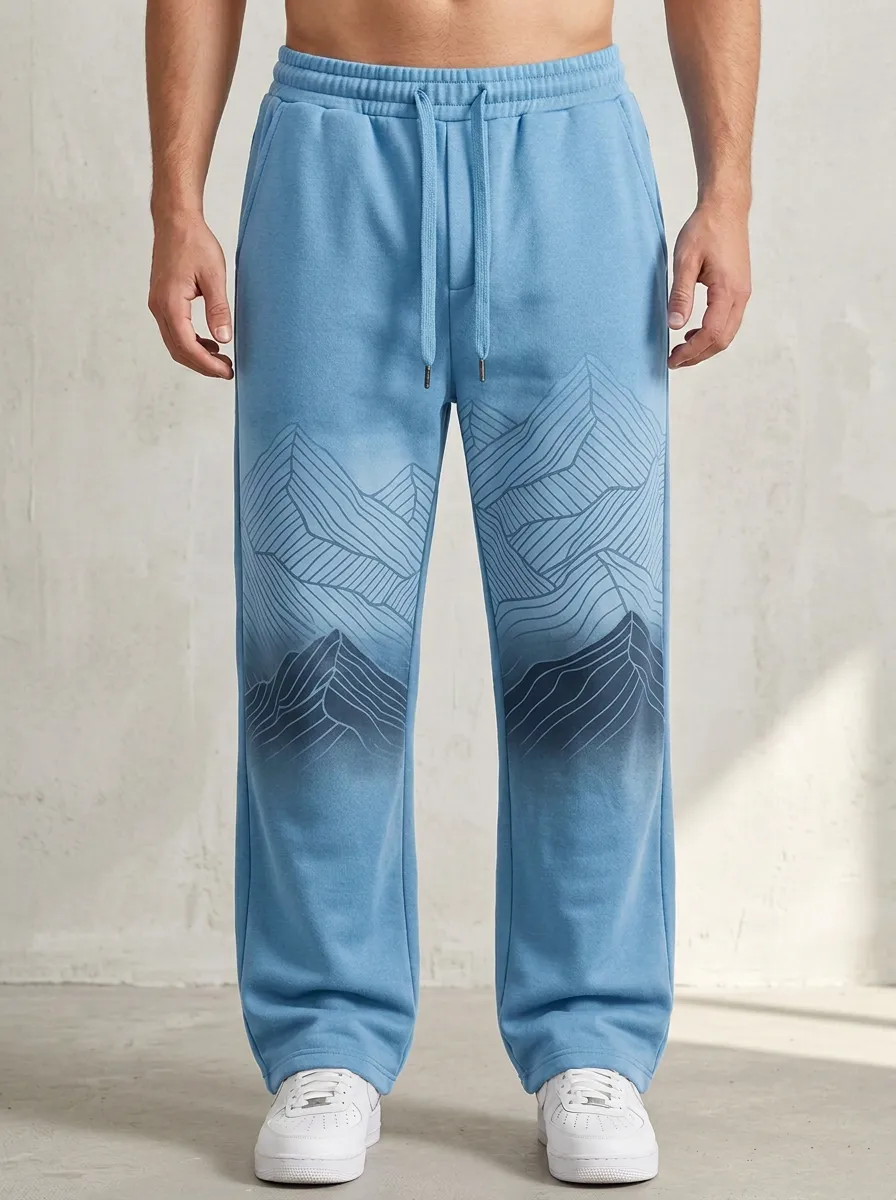 Unisex Mountain Sketch Graphic Joggers