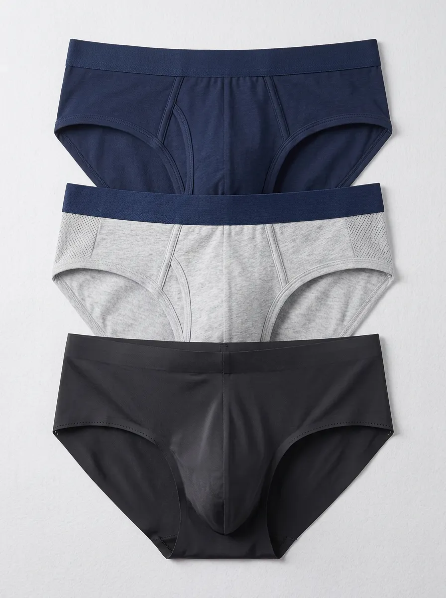 Men's Solid Color Minimalist Breathable Cotton Briefs