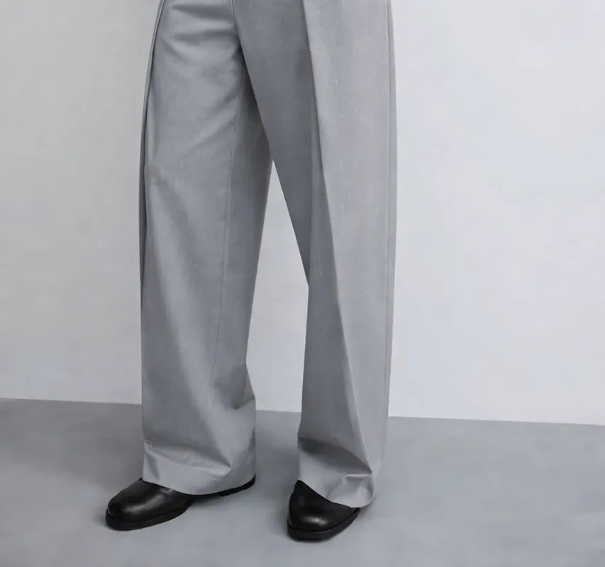 Pleated Straight-Leg Trousers