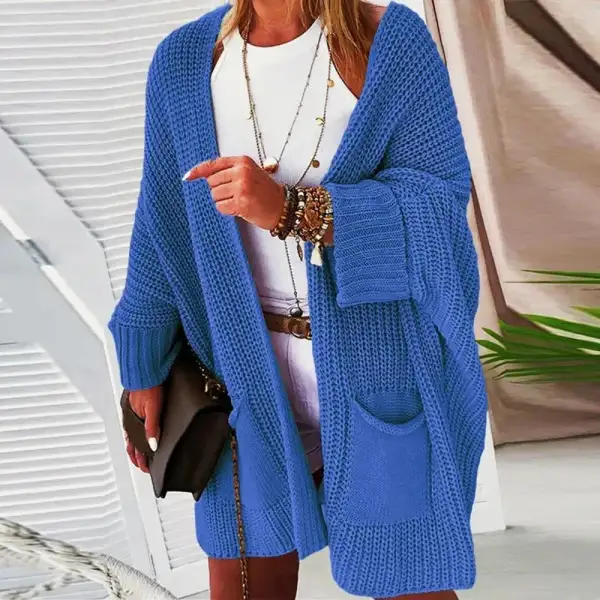 Oversized Hooded Midi-Knit Coat