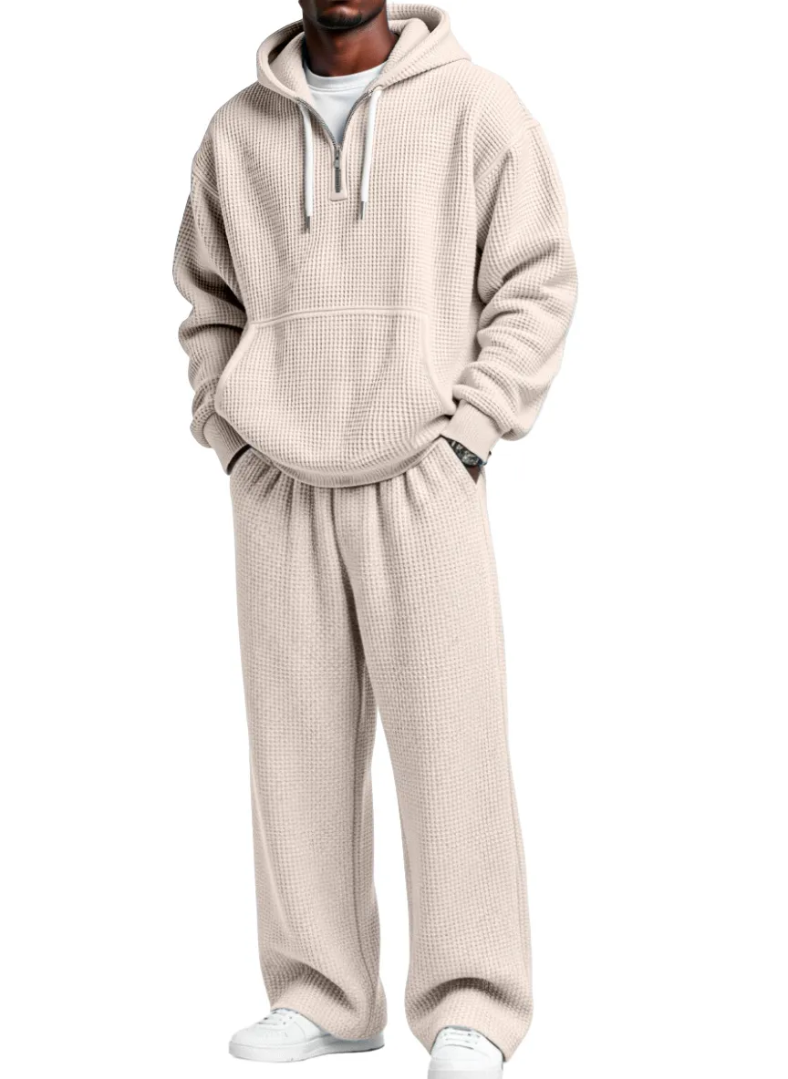 Textured Knit Hooded Zip Set