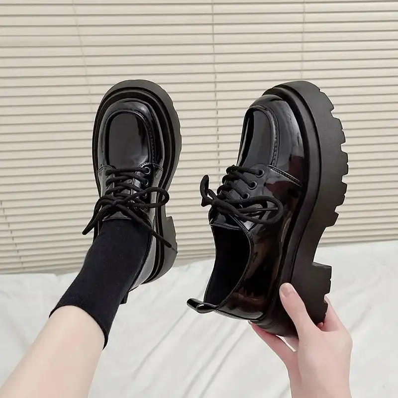 Leather Lace-Up Loafer Flats