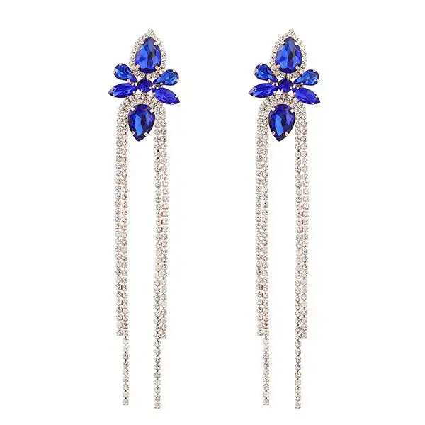 Rhinestone Floral Tassel Earrings