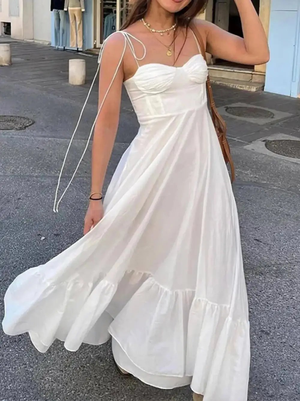 Plus Size Sweetheart Neck Tiered Maxi Dress