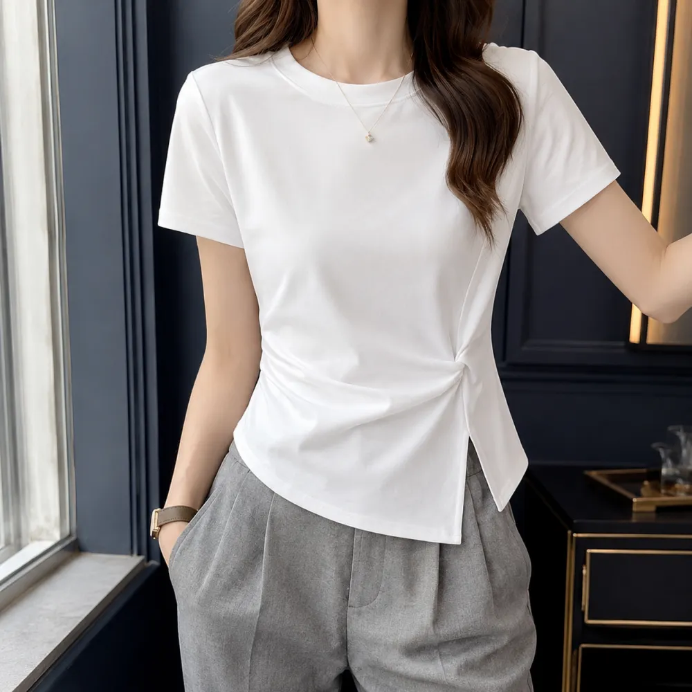 Side-Twist Crew-Neck Top