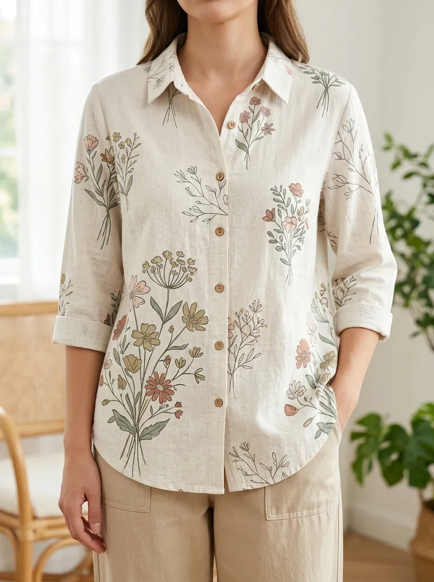 Women's Riverline Botanical Nature Lover Wildflower Shirt