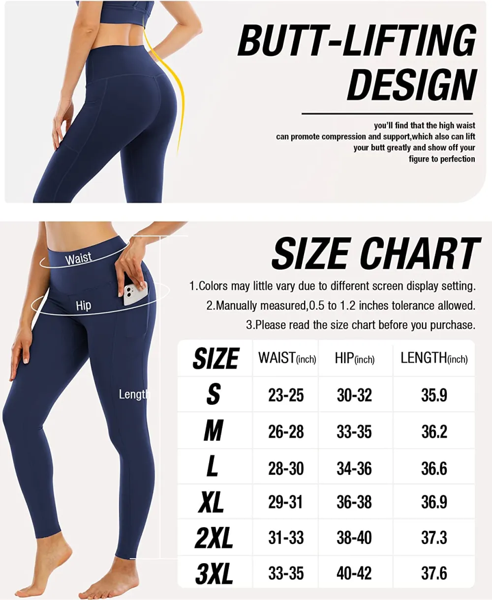 YOUNGCHARM 4 Pack Leggings with Pockets for Women,High Waist Tummy Control Workout Yoga Pants