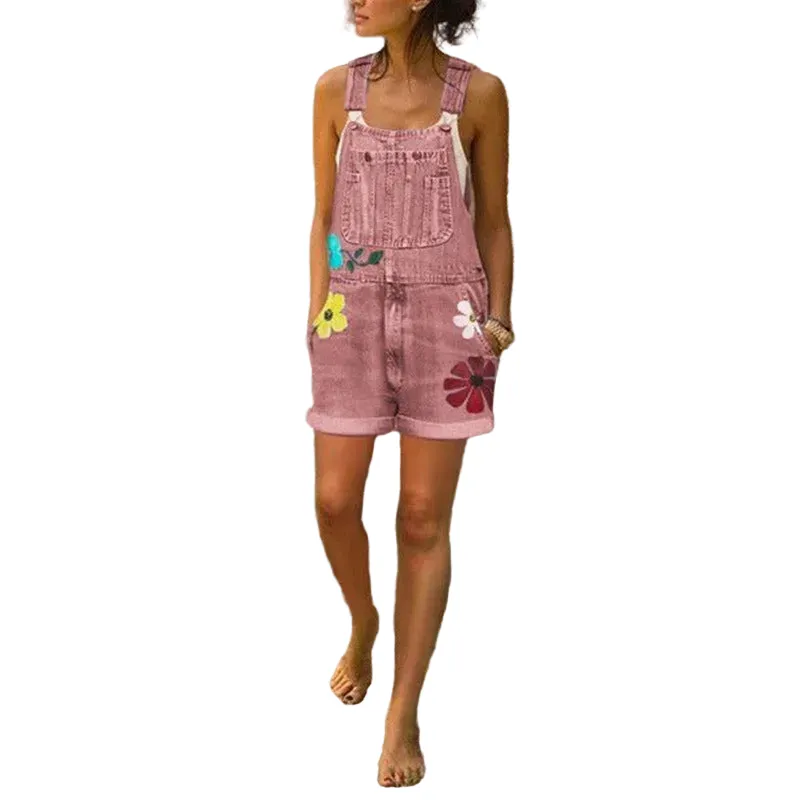 Printed Women' Printed Slim Fit Bib Shorts
