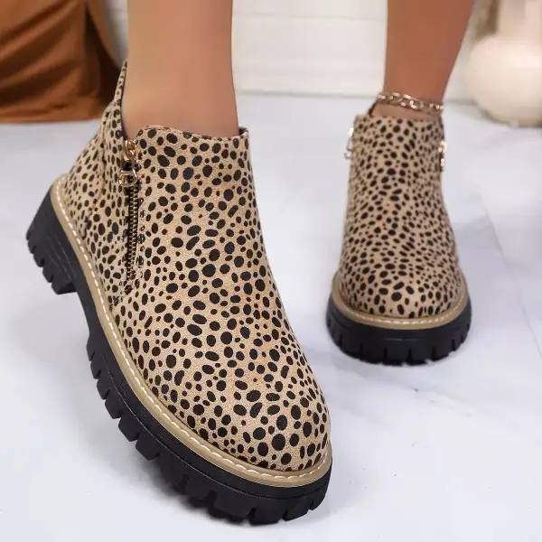 Print Ankle Boots with Zipper