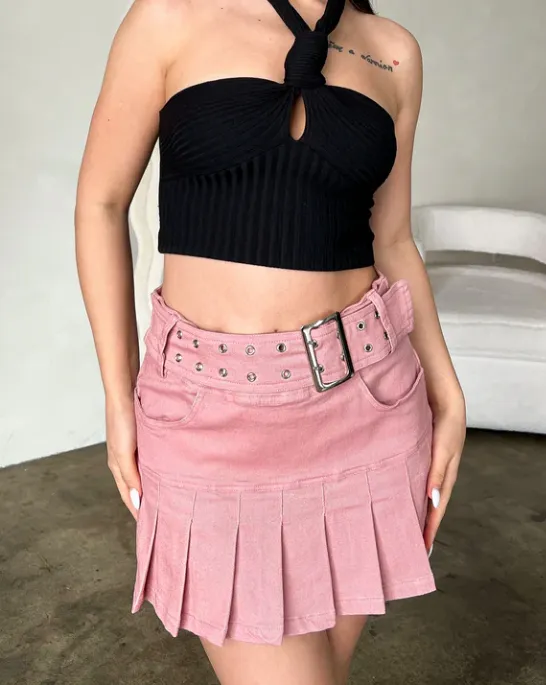 Rose Pleated Midi Skirt
