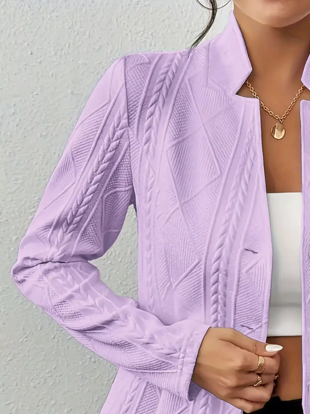 Unlined Textured Knit Button Blazer