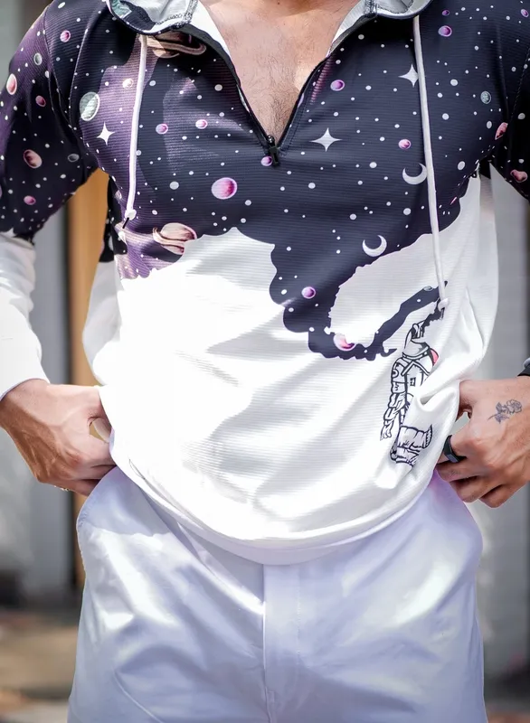 White Black Fleece Hoodie