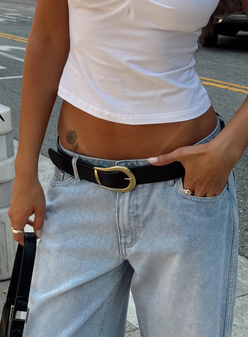 Vintage Leather Gold Belt