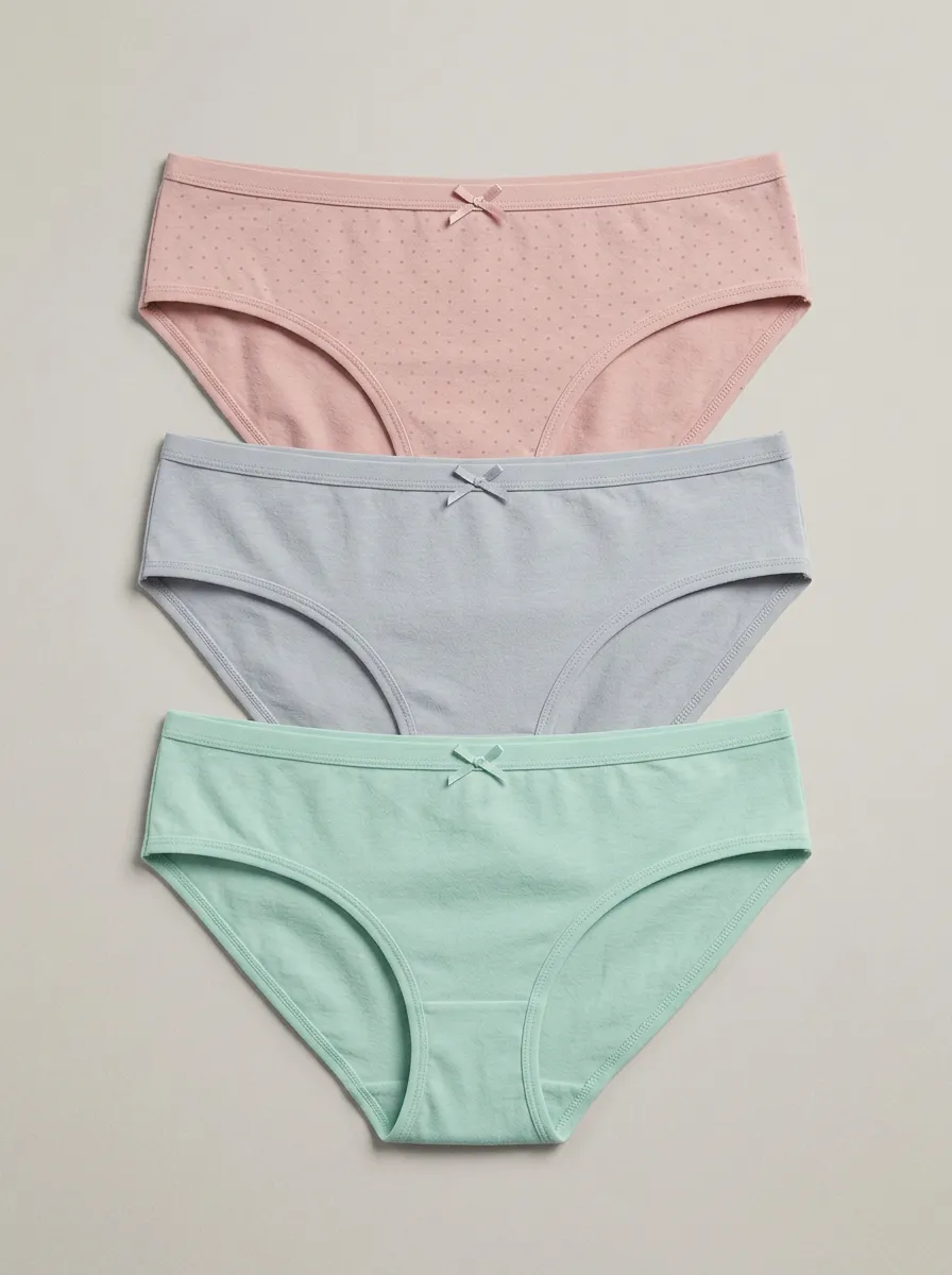 Everyday Polka-Dot Bow-Detail Women's Three-Piece Panty Set